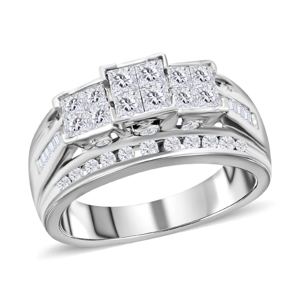 Closeout 10K White Gold Diamond G-H I1 Ring (Size 7.0) 5.10 Grams 1.00 ctw image number 0