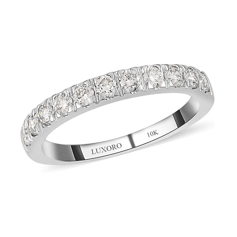 Luxoro 10K White Gold G-H SI Luxuriant Lab Grown Diamond Half Eternity Band Ring (Size 10.0) 2.20 Grams 0.50 ctw