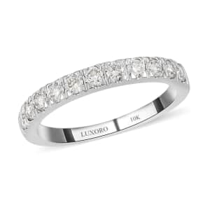 Luxoro 10K White Gold G-H SI Luxuriant Lab Grown Diamond Half Eternity Band Ring (Size 10.0) 2.20 Grams 0.50 ctw