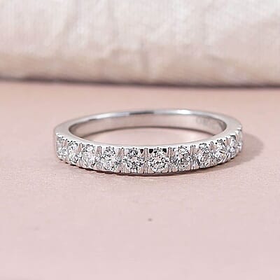 Luxoro 10K White Gold G-H SI Luxuriant Lab Grown Diamond Half Eternity Band Ring (Size 10.0) 2.20 Grams 0.50 ctw