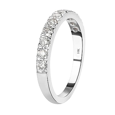 Luxoro 10K White Gold G-H SI Luxuriant Lab Grown Diamond Half Eternity Band Ring (Size 10.0) 2.20 Grams 0.50 ctw