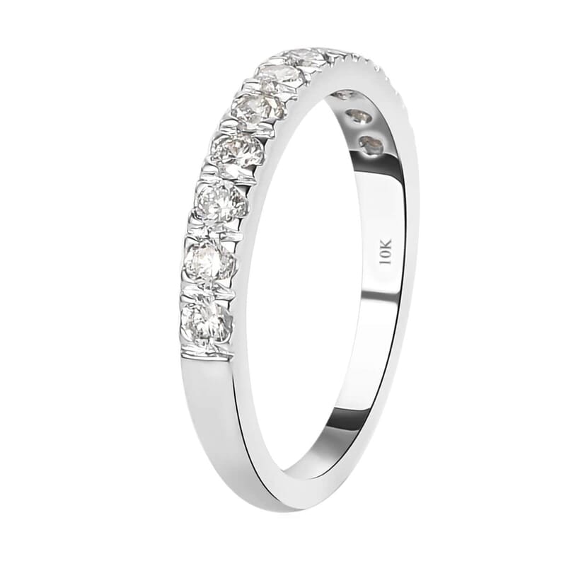 Luxoro 10K White Gold G-H SI Luxuriant Lab Grown Diamond Half Eternity Band Ring (Size 10.0) 2.20 Grams 0.50 ctw