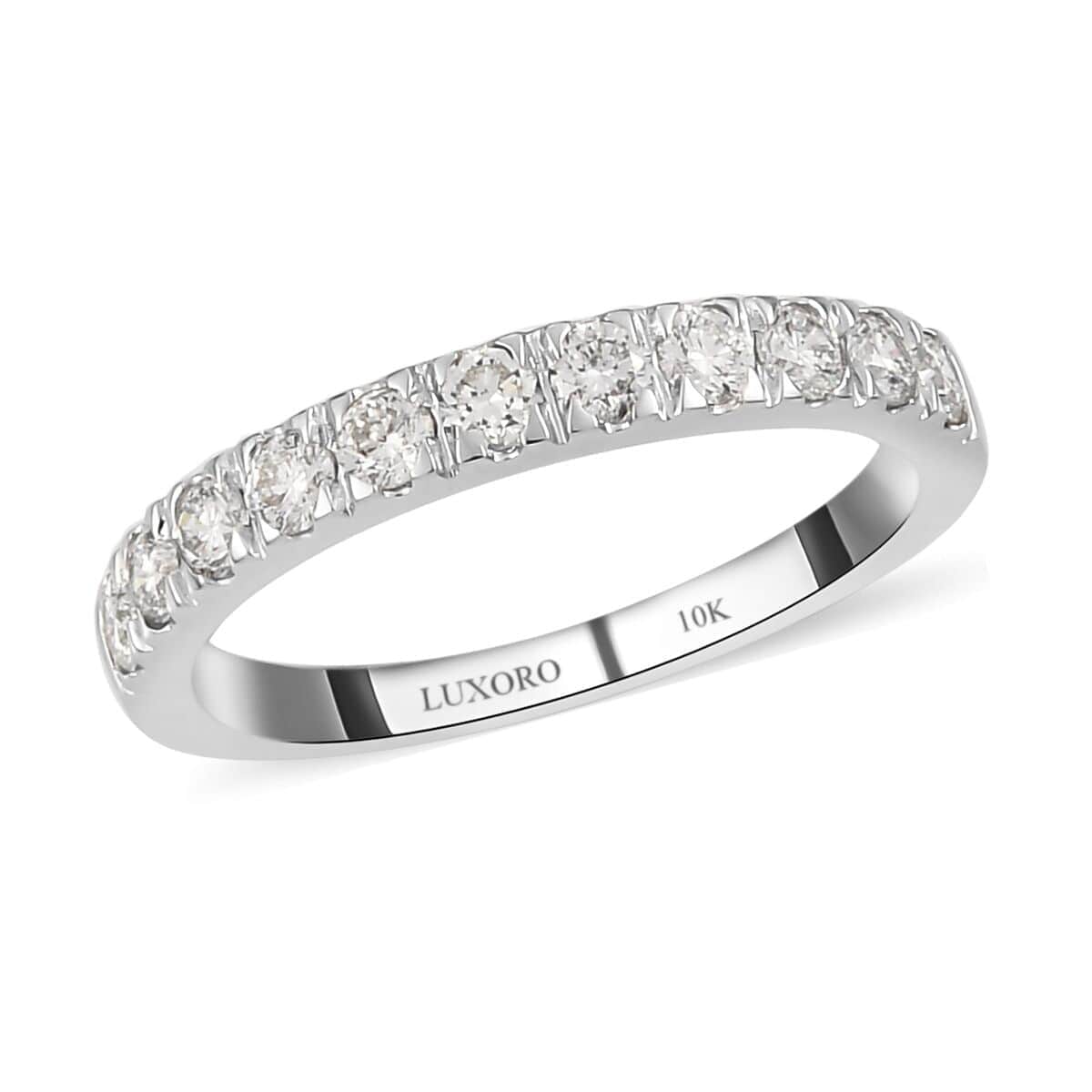 Luxoro 10K White Gold G-H SI Luxuriant Lab Grown Diamond Half Eternity Band Ring (Size 7.5) 2.20 Grams 0.50 ctw image number 0