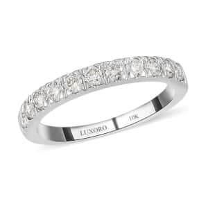 Luxoro 10K White Gold G-H SI Luxuriant Lab Grown Diamond Half Eternity Band Ring (Size 7.5) 2.20 Grams 0.50 ctw