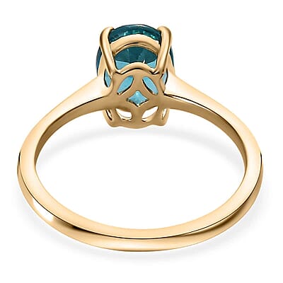Luxoro Premium Betroka Blue Apatite 1.20 ctw Solitaire Ring, Betroka Blue Apatite Ring, 10K Yellow Gold Ring, Wedding Ring (Size 10.5)
