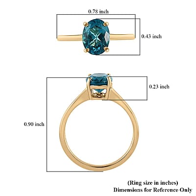 Luxoro Premium Betroka Blue Apatite 1.20 ctw Solitaire Ring, Betroka Blue Apatite Ring, 10K Yellow Gold Ring, Wedding Ring (Size 10.5)