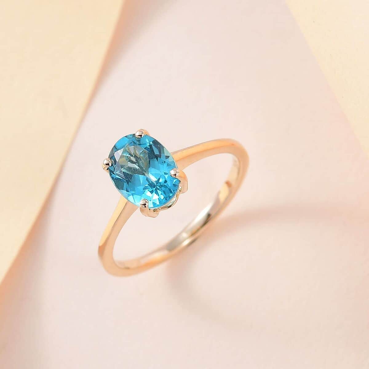 Luxoro Premium Betroka Blue Apatite 1.35 ctw Solitaire Ring, Betroka Blue Ring, 10K Yellow Gold Ring, Wedding Ring image number 1