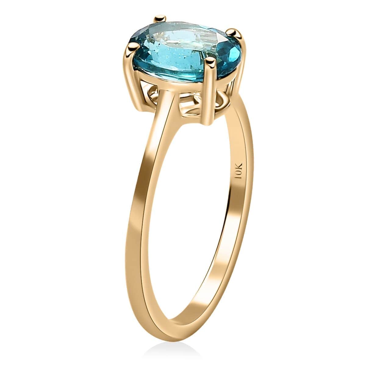 Luxoro Premium Betroka Blue Apatite 1.35 ctw Solitaire Ring, Betroka Blue Ring, 10K Yellow Gold Ring, Wedding Ring image number 3