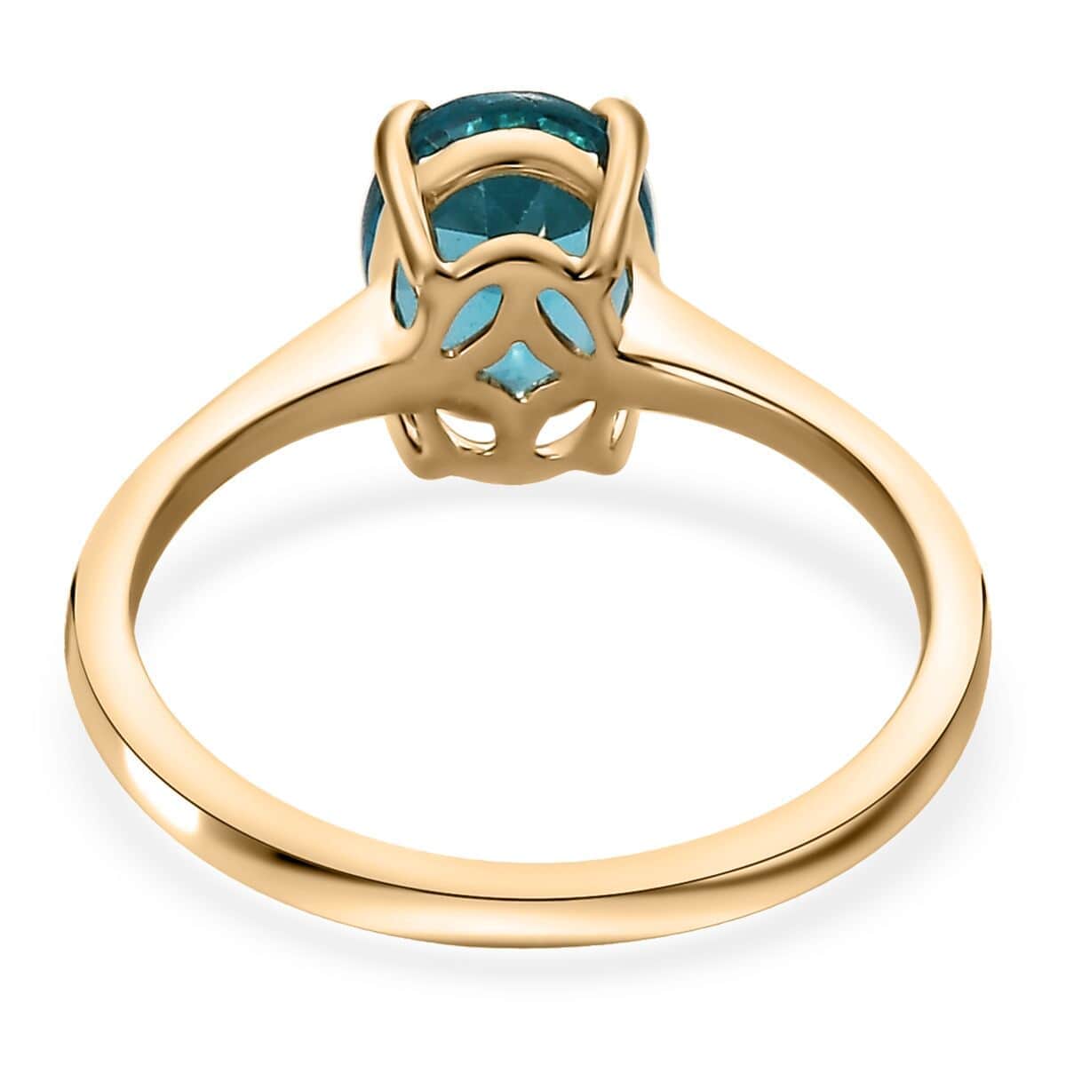 Luxoro Premium Betroka Blue Apatite 1.35 ctw Solitaire Ring, Betroka Blue Ring, 10K Yellow Gold Ring, Wedding Ring image number 4