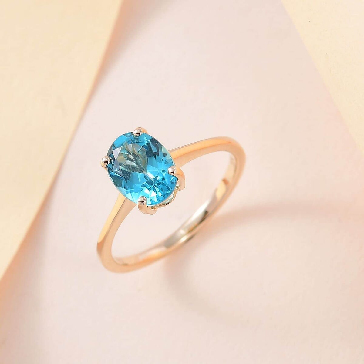 Luxoro Premium Betroka Blue Apatite 1.35 ctw Solitaire Ring, Betroka Blue Ring, 10K Yellow Gold Ring, Wedding Ring image number 1