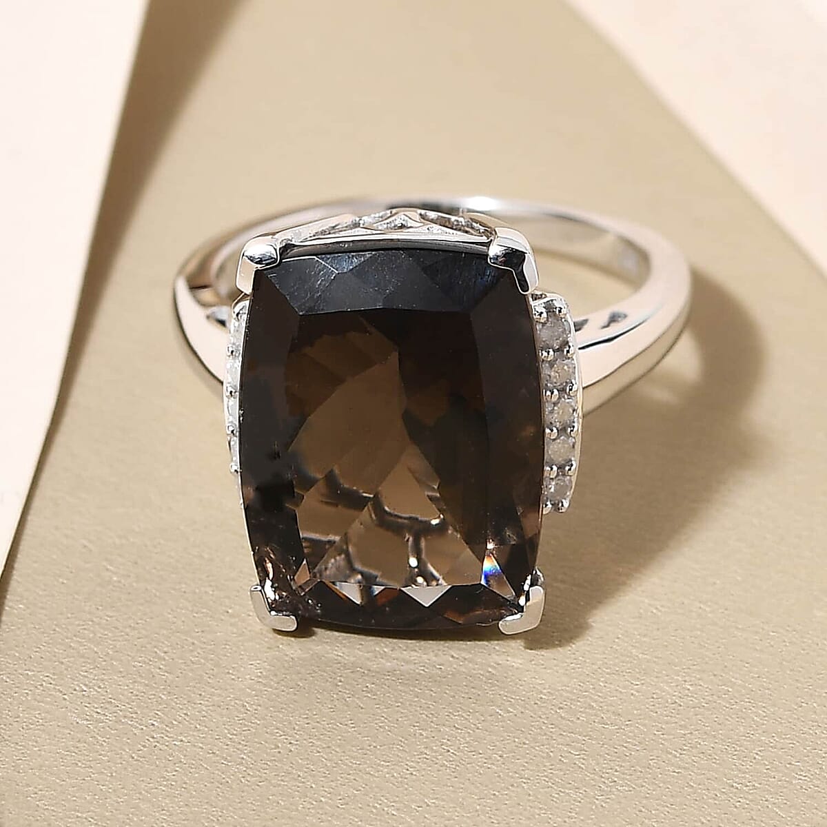 Luxoro 10K White Gold Premium Colombianite and Diamond Ring (Size 9.5) 9.40 ctw image number 1