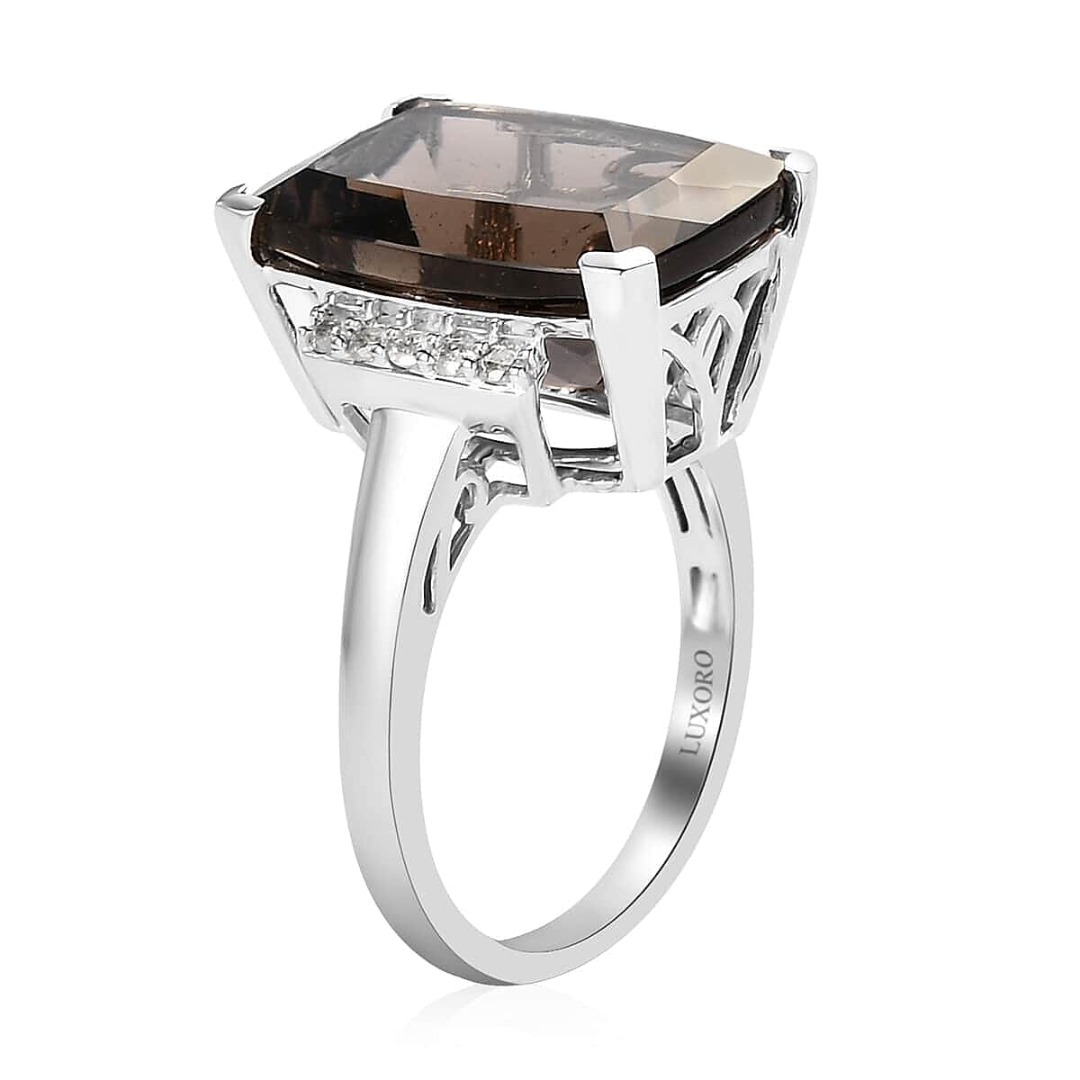 Luxoro 10K White Gold Premium Colombianite and Diamond Ring (Size 9.5) 9.40 ctw image number 3