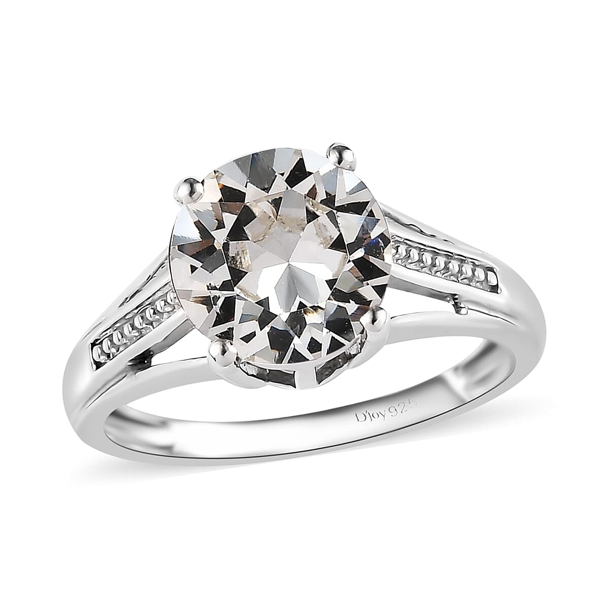Designer Premium Austrian Crystal Solitaire Ring in Platinum Over Sterling Silver (Size 10.0) image number 0