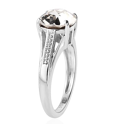 Designer Premium Austrian Crystal Solitaire Ring in Platinum Over Sterling Silver (Size 10.0)