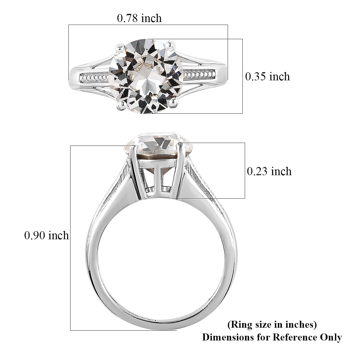 Designer Premium Austrian Crystal Solitaire Ring in Platinum Over Sterling Silver (Size 10.0) image number 5