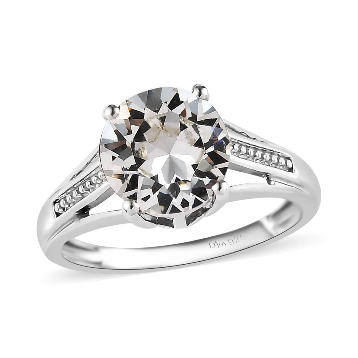 Designer Premium Austrian Crystal Solitaire Ring in Platinum Over Sterling Silver (Size 5.0) image number 0