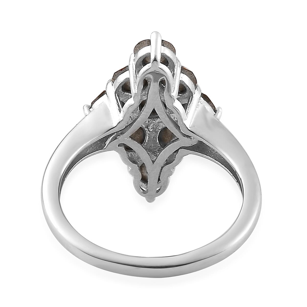 Designer Premium Topaz Color Austrian Crystal Elongated Ring in Platinum Over Sterling Silver (Size 5.0) image number 4