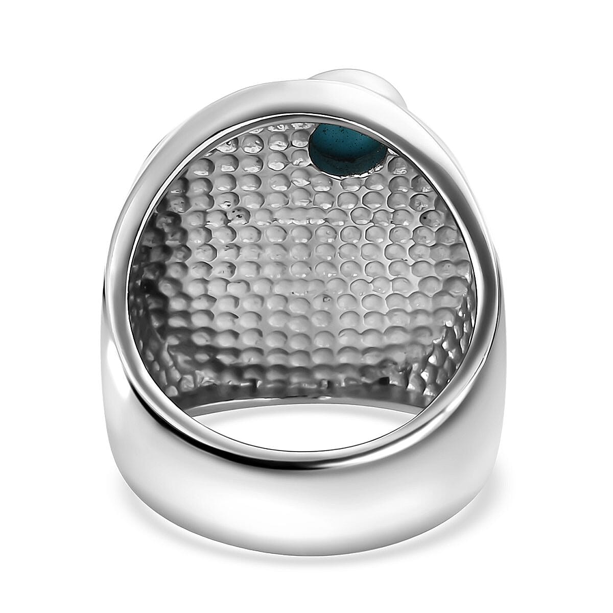 Sleeping Beauty Turquoise Eagle Men's Ring in Stainless Steel (Size 9.0) 0.85 ctw