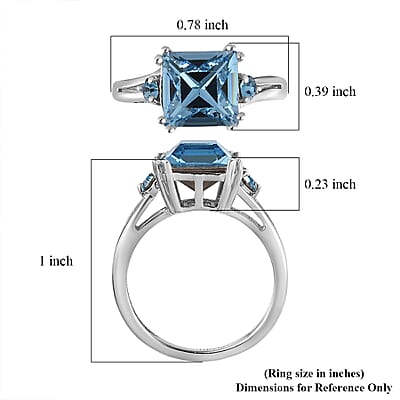 Designer Premium Aquamarine Color Austrian Crystal Ring in Platinum Over Sterling Silver (Size 10.0)