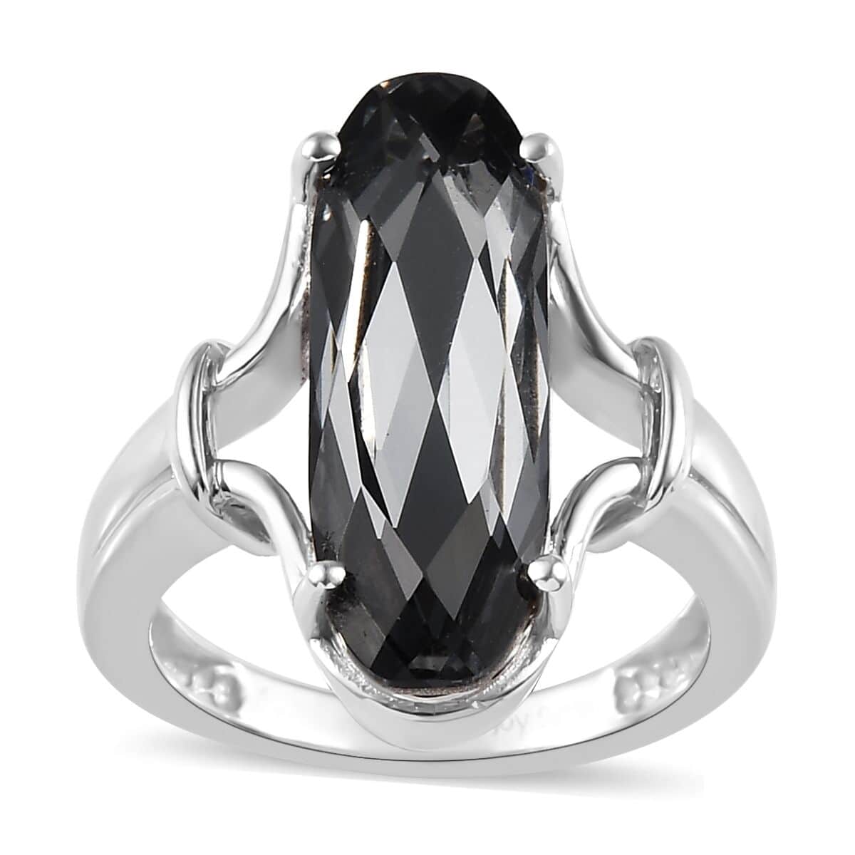 J Francis Embellished with Silver Night Crystal by Swarovski Ring in Platinum Over Sterling Silver (Size 10.0) image number 0