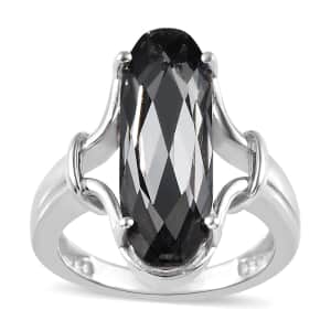 J Francis Embellished with Silver Night Crystal by Swarovski Ring in Platinum Over Sterling Silver (Size 10.0)