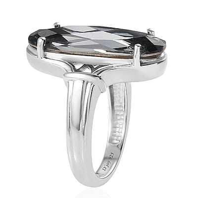 J Francis Embellished with Silver Night Crystal by Swarovski Ring in Platinum Over Sterling Silver (Size 10.0)