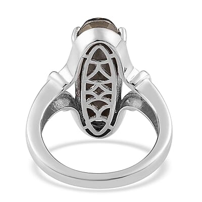 J Francis Embellished with Silver Night Crystal by Swarovski Ring in Platinum Over Sterling Silver (Size 10.0)