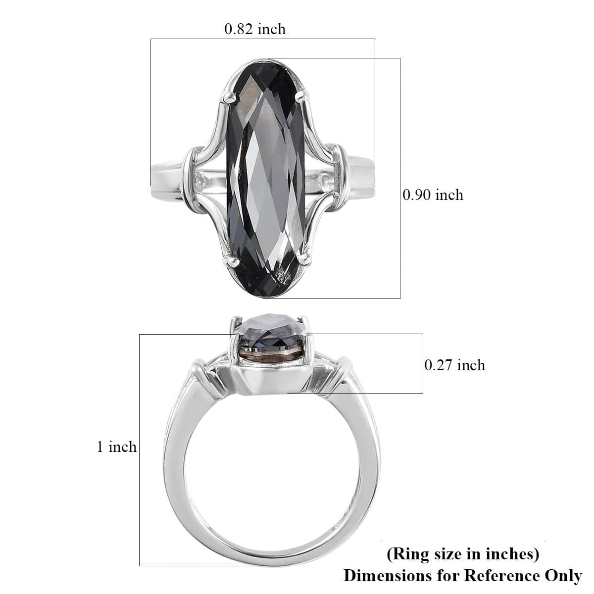 J Francis Embellished with Silver Night Crystal by Swarovski Ring in Platinum Over Sterling Silver (Size 10.0) image number 5