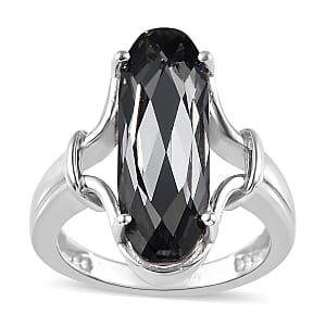 J Francis Embellished with Silver Night Crystal by Swarovski Ring in Platinum Over Sterling Silver (Size 7.0)