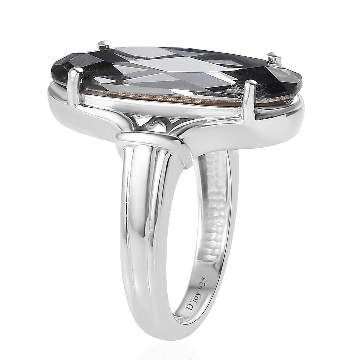 J Francis Embellished with Silver Night Crystal by Swarovski Ring in Platinum Over Sterling Silver (Size 7.0) image number 3
