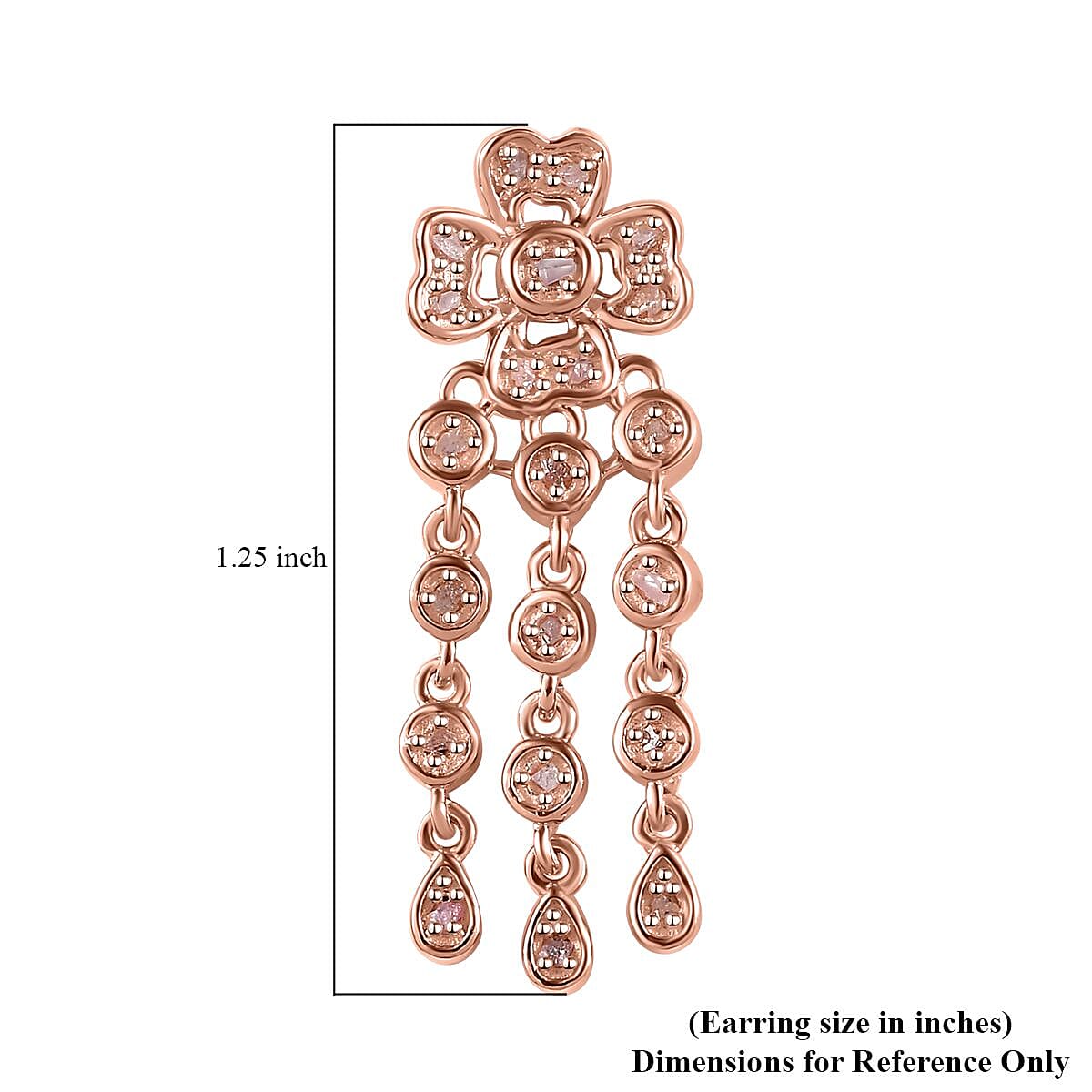 Uncut Natural Pink Diamond Moon Star Earrings in Vermeil RG Over Sterling Silver 0.25 ctw image number 5