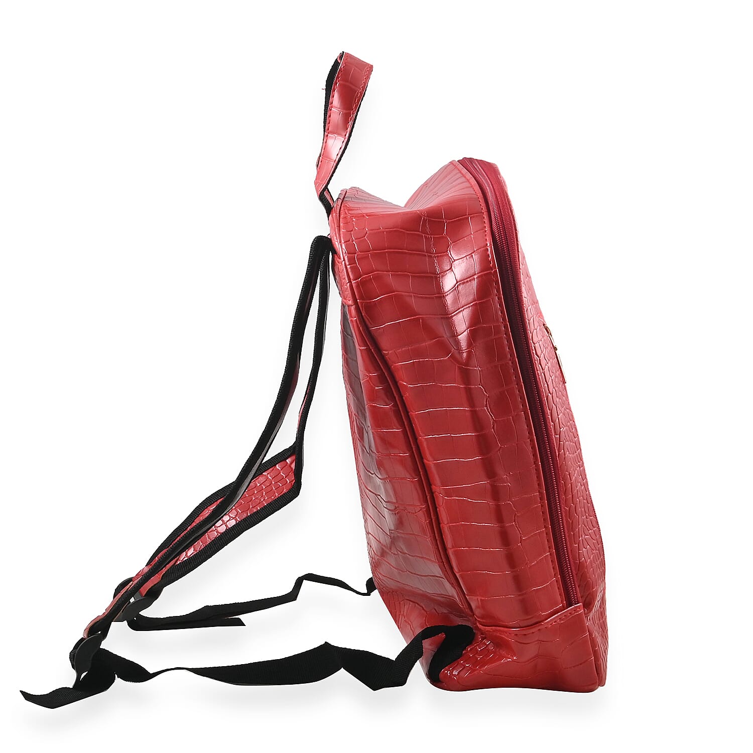 Set of 2pcs Red Faux Leather Embossed Pattern Duffle Bag and Backpack