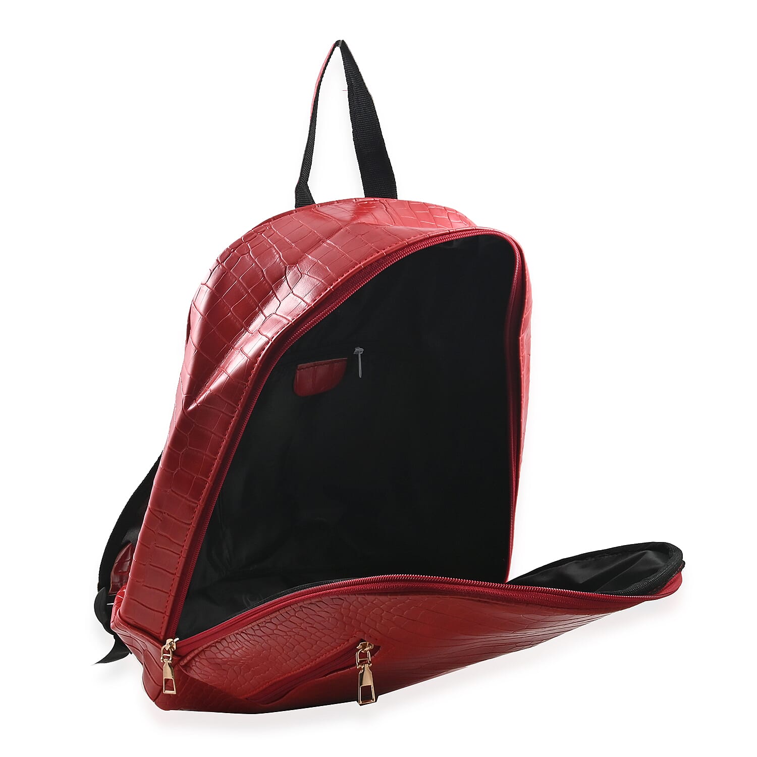 Set of 2pcs Red Faux Leather Embossed Pattern Duffle Bag and Backpack