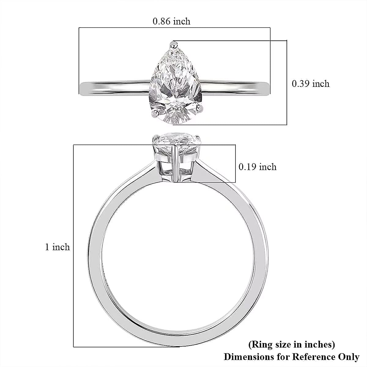 950 Platinum E-F VS Lab Grown Diamond Solitaire Ring (Size 10.5) 1.00 ctw image number 6