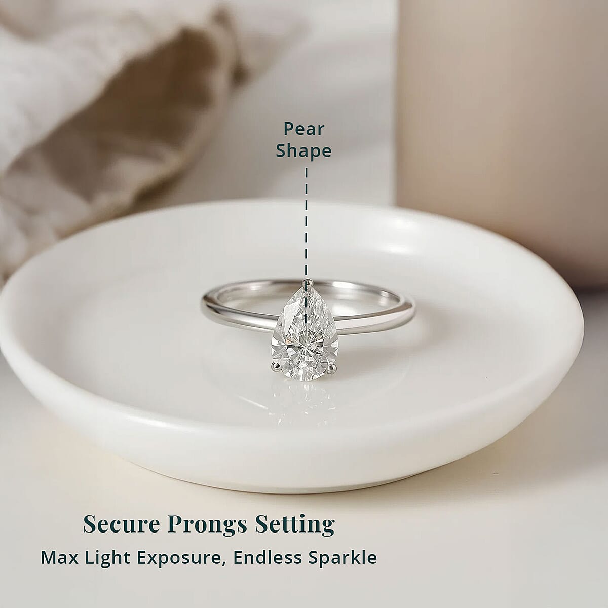 950 Platinum E-F VS Lab Grown Diamond Solitaire Ring (Size 9.5) 1.00 ctw image number 4