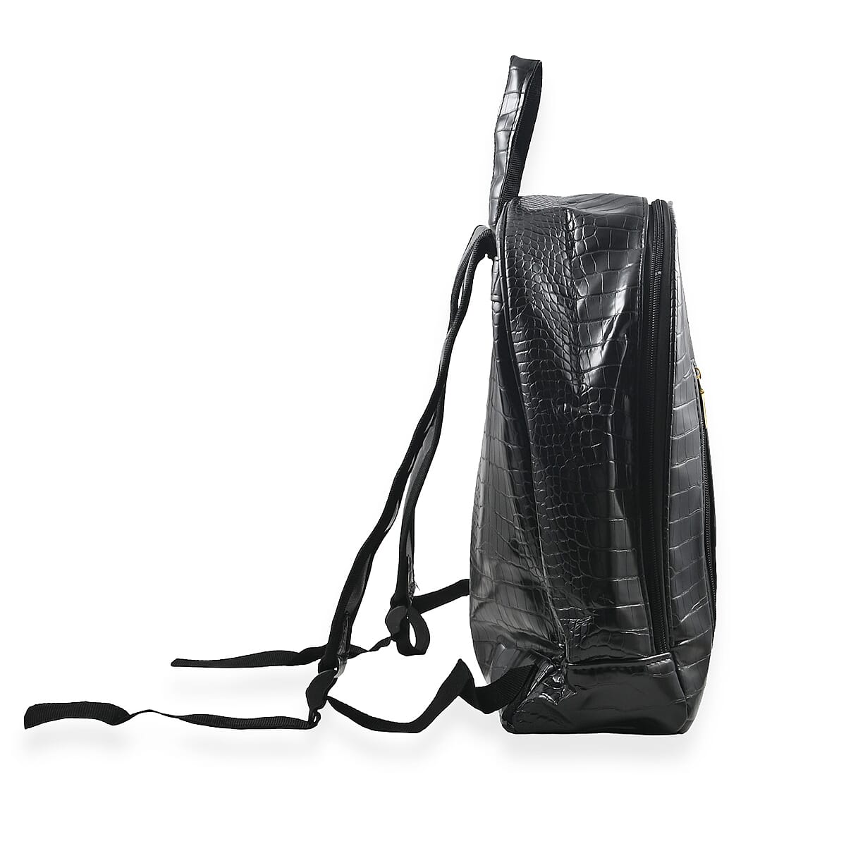 Set of 2pcs Black Faux Leather Embossed Pattern Duffle Bag and Backpack image number 3