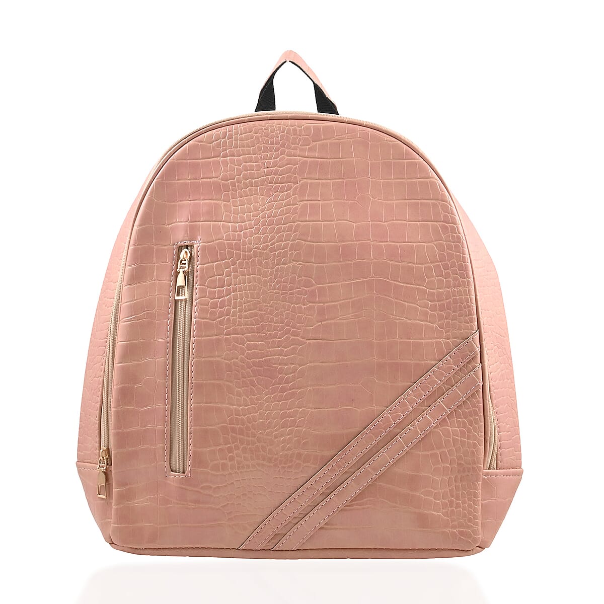 Set of 2pcs Pink Faux Leather Embossed Pattern Duffle Bag and Backpack image number 1