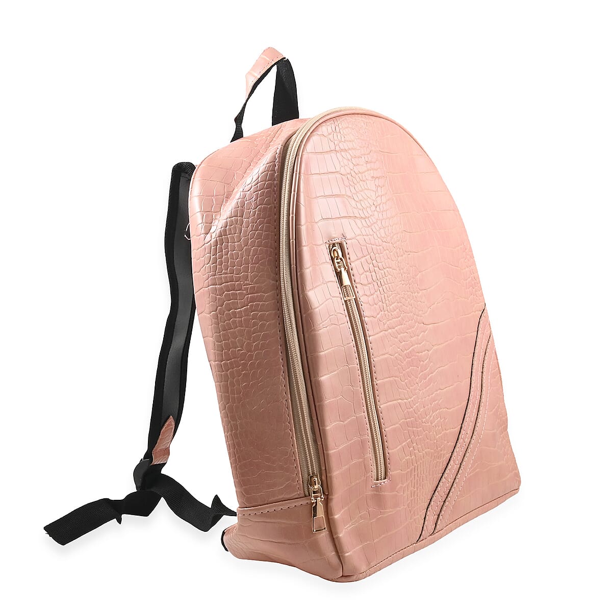 Set of 2pcs Pink Faux Leather Embossed Pattern Duffle Bag and Backpack image number 2