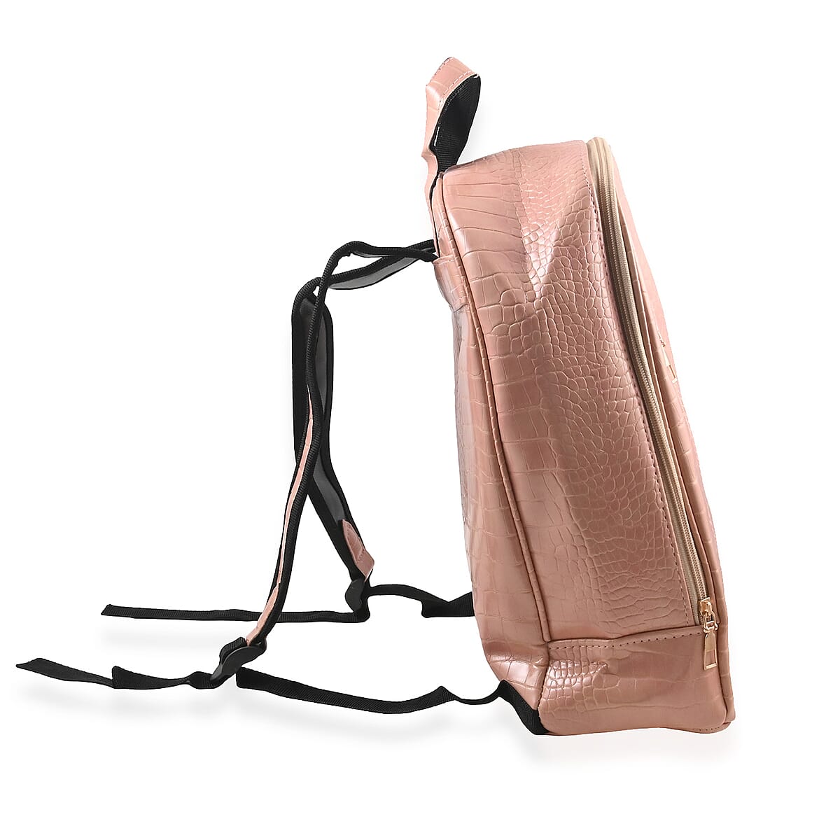 Set of 2pcs Pink Faux Leather Embossed Pattern Duffle Bag and Backpack image number 3