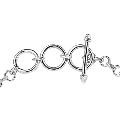 Canadian Ammolite and Chrome Diopside Toggle Clasp Bracelet in Vermeil Yellow Gold and Platinum Over Sterling Silver (6.50-8.0In) 0.80 ctw