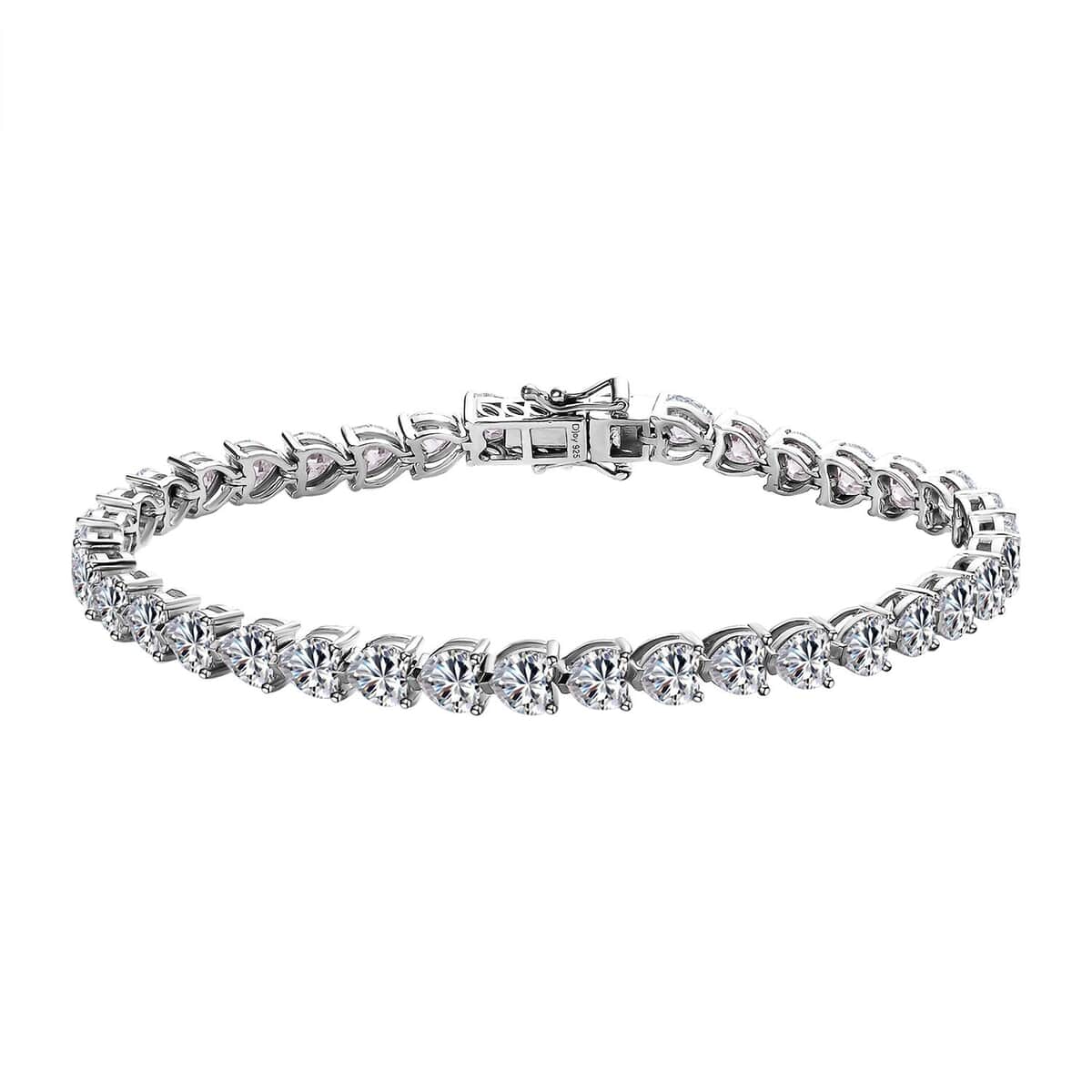 Moissanite Heart Tennis Bracelet in Platinum Over Sterling Silver (8.00 In) 14.00 ctw image number 0