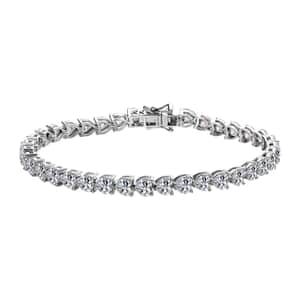 Moissanite Heart Tennis Bracelet in Platinum Over Sterling Silver (8.00 In) 18.00 ctw