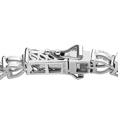 Moissanite Heart Tennis Bracelet in Platinum Over Sterling Silver (8.00 In) 18.00 ctw