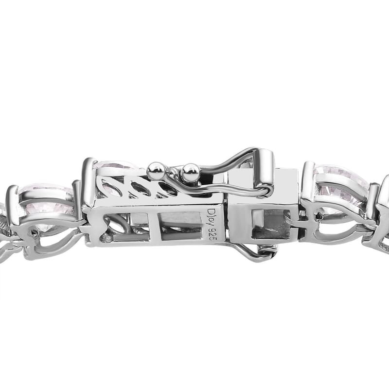 Moissanite Heart Tennis Bracelet in Platinum Over Sterling Silver (8.00 In) 18.00 ctw