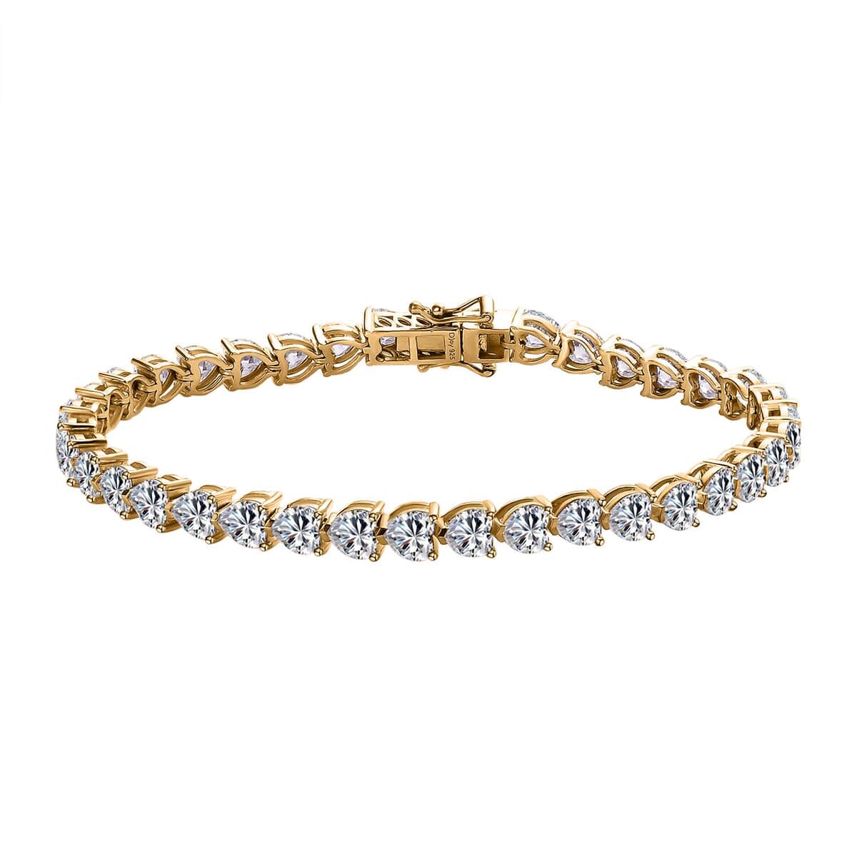 Moissanite 18.00 ctw Heart Tennis Bracelet in Vermeil Yellow Gold Over Sterling Silver (8.00 In) image number 0