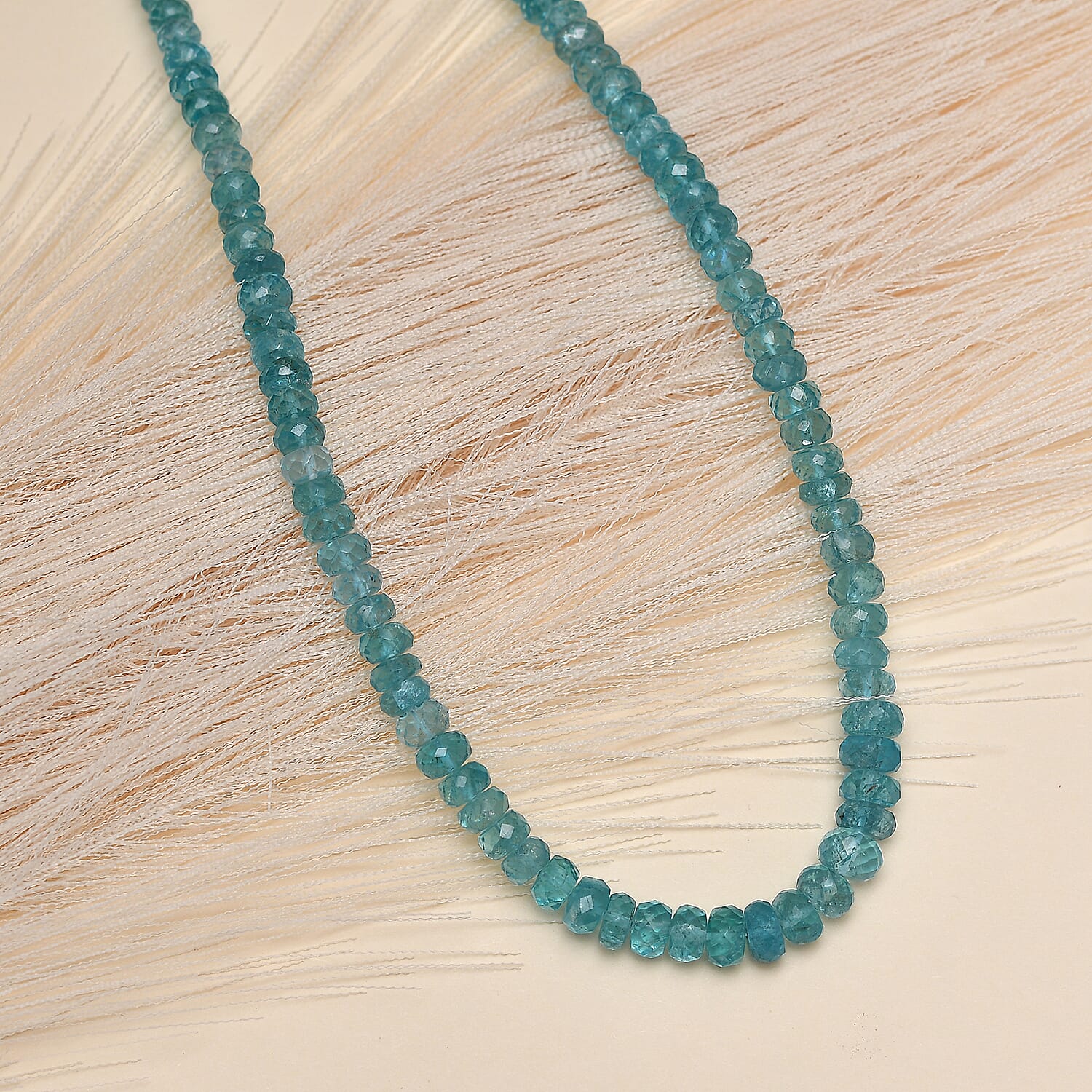 Madagascar Paraiba Apatite Beaded Necklace 20-22 Inches in Rhodium Over Sterling Silver 150.00 ctw