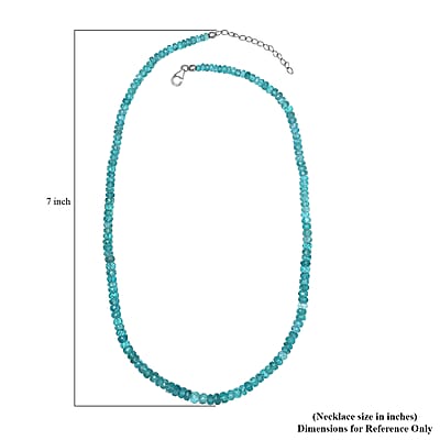 Madagascar Paraiba Apatite Beaded Necklace 20-22 Inches in Rhodium Over Sterling Silver 150.00 ctw