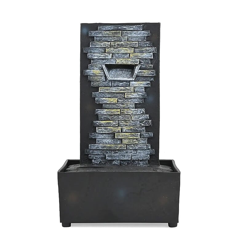 Closeout Dark Gray Polyresin Brick Wall Fountain