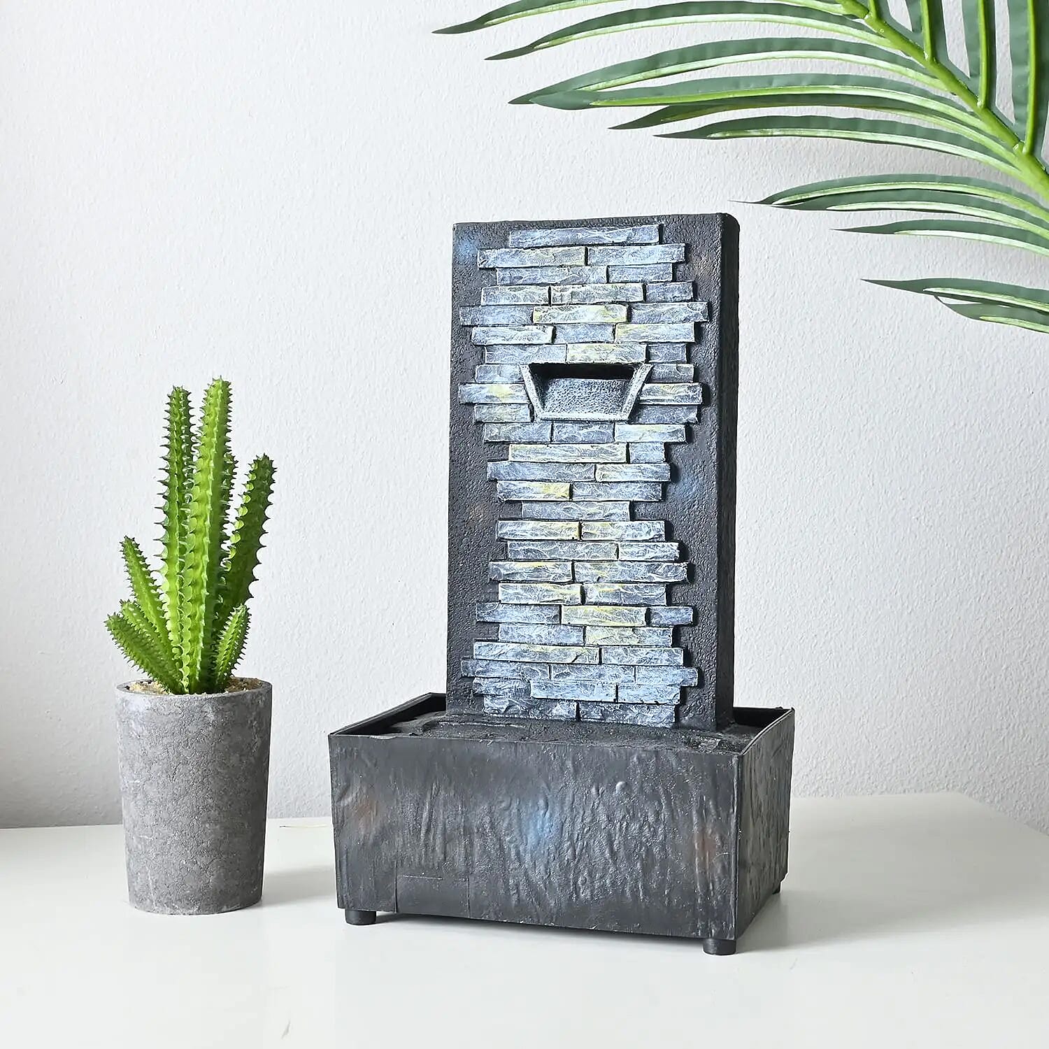 Closeout Dark Gray Polyresin Brick Wall Fountain