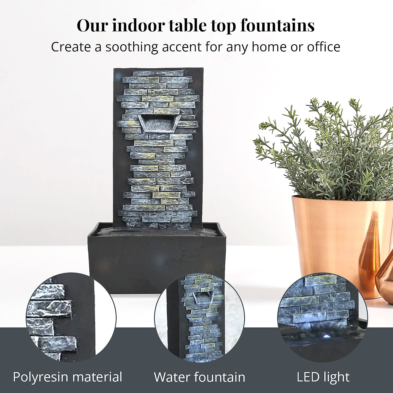 Closeout Dark Gray Polyresin Brick Wall Fountain